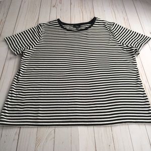 Talbots Black White Stripe Knit T-Shirt Top